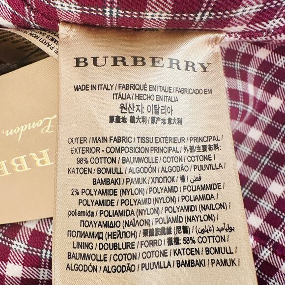$1,450 BURBERRY NWT Purple Burgundy & White Plaid Blazer Jacket Coat – Size 10 - Picture 12 of 16